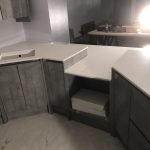 bianco stella white starlight quartz in futuristic kitchen