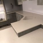 bianco stella white starlight quartz in futuristic kitchen