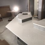 bianco stella white starlight quartz in futuristic kitchen