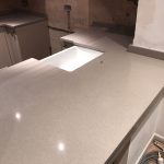 nebbia grigia grey quartz by urban quartz in shaker style kitchen