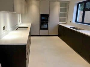 bianco marmo suprema quartz worktops installed in potters bar