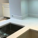 carrera quartz with white traditional shaker kitchen