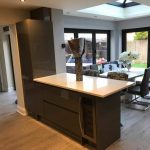 bar stools in customer kitchen