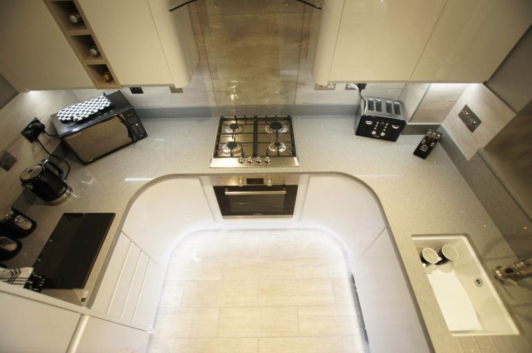 grigio medio stella quartz worktops installed in stevenage with gloss white wren kitchen