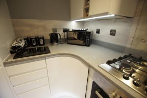 grigio medio stella quartz worktops installed in stevenage with gloss white wren kitchen