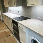 caffe magnifico quartz worktops in cream gloss kitchen