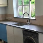 grey starlight and white starlight quartz in german kitchen