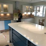 grey starlight and white starlight quartz in german kitchen
