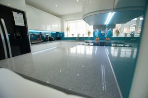 grigio medio stella quartz worktops in white kitchen