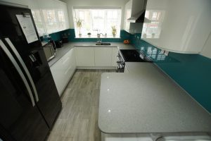 grigio medio stella quartz worktops in white kitchen