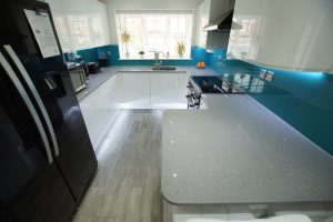 grigio medio stella quartz worktops in white kitchen