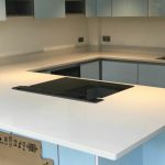 bianco de lusso quartz worktops in white gloss kitchen