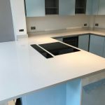 bianco de lusso quartz worktops in white gloss kitchen