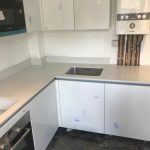 carrera quartz worktops in white kitchen wandsworth london by rockandco