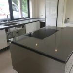 grigio chiaro pura quartz worktops in grey high gloss kitchen