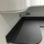 grigio scuro pura dark grey quartz worktops in white gloss kitchen