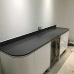 grigio scuro pura dark grey quartz worktops in white gloss kitchen