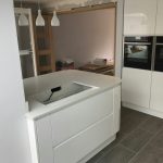 bianco de lusso quartz worktops in gloss white kitchen