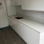 bianco de lusso quartz worktops in gloss white kitchen