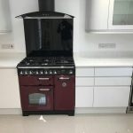 carrera quartz worktops in white high gloss kitchen