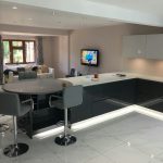 white and grey combination quartz worktops