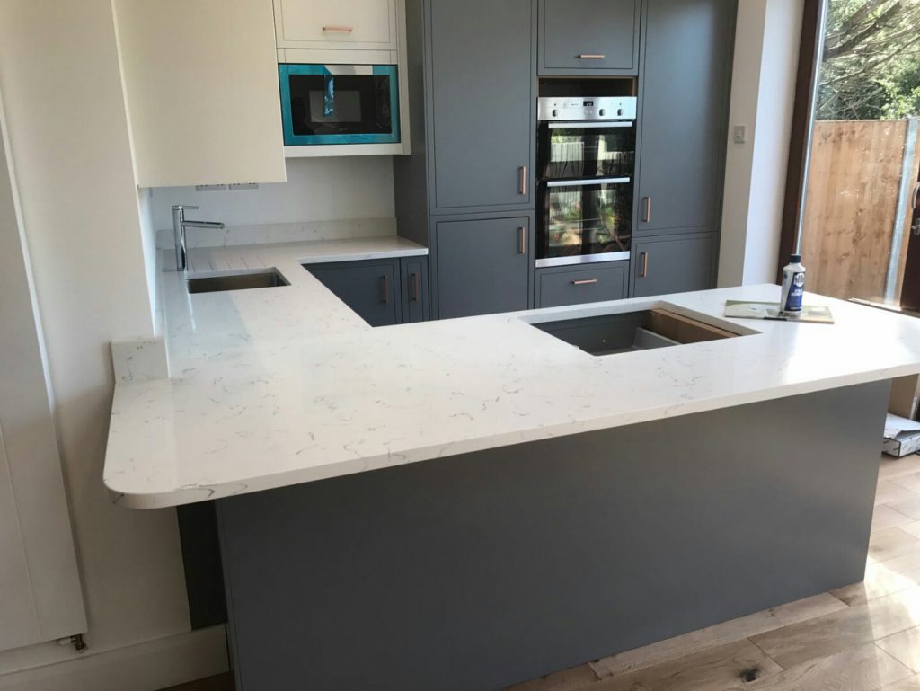 carrera white quartz worktops