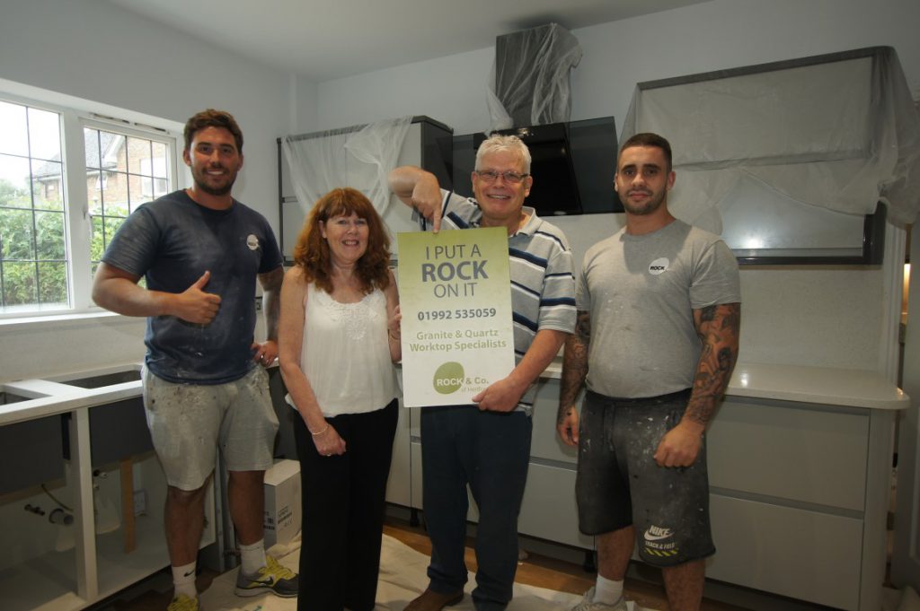 bianco stella white starlight quartz worktops installation rock and co