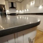 piatra slate carrera grey quartz in kitchen