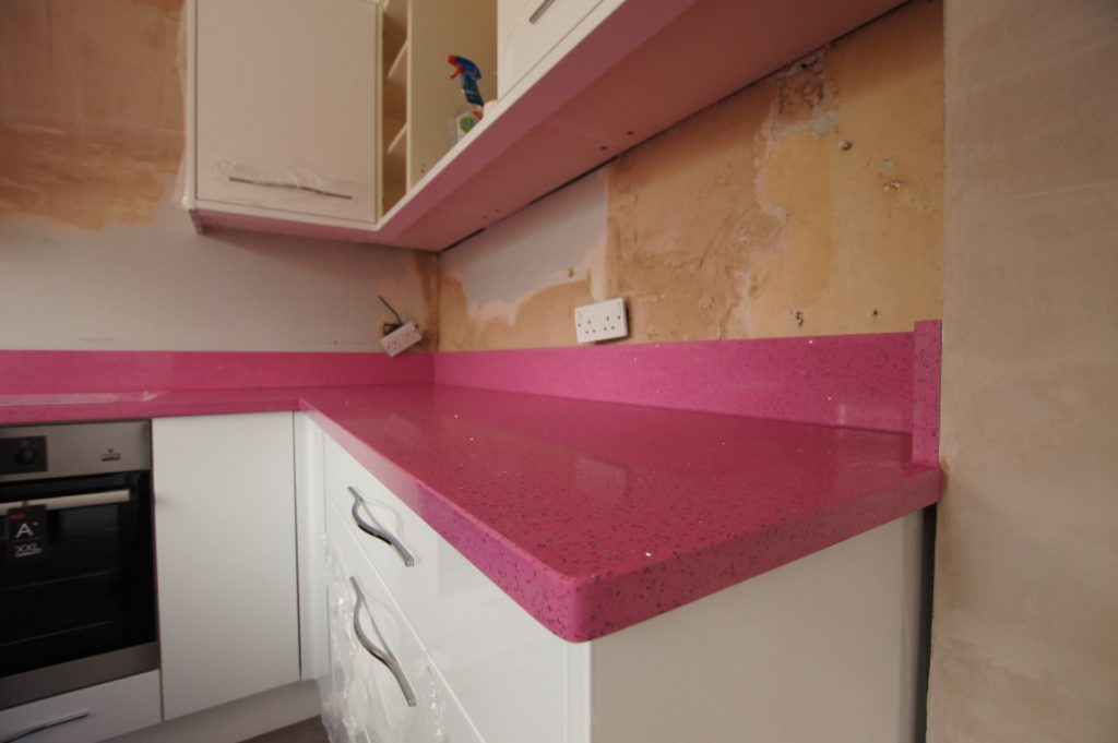 rosa stella pink starlight quartz worktops essex