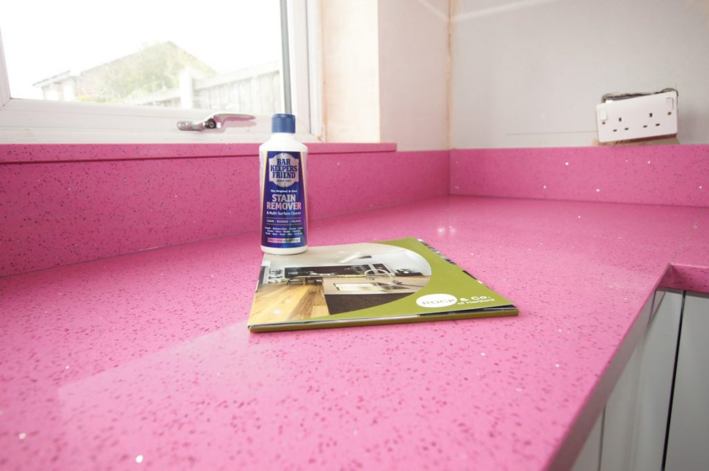 rosa stella pink starlight quartz worktops essex