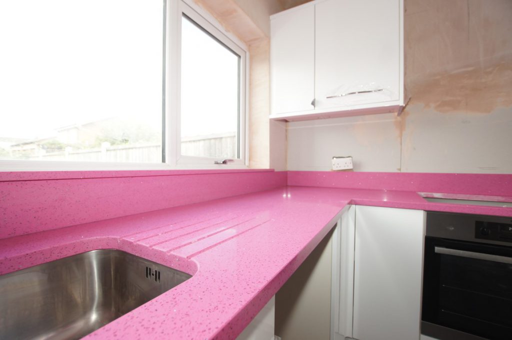 rosa stella pink starlight quartz worktops essex