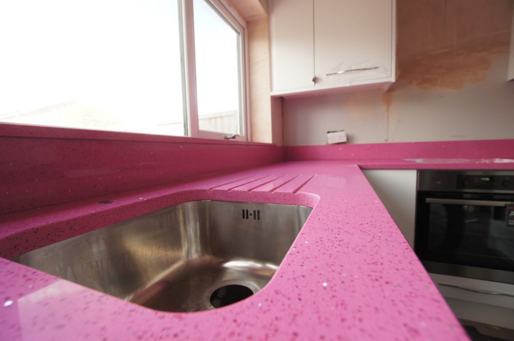 rosa stella pink starlight quartz worktops essex