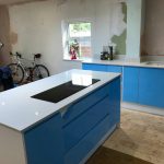 bianco de lusso quartz worktops in kitchen