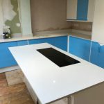 bianco de lusso quartz worktops in kitchen