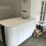 bianco de lusso quartz worktops with shark nose