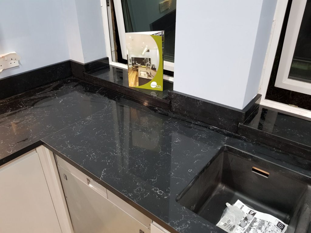 nero venata black marble quartz cambridge kitchen