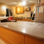 nebbia grigia quartz worktops installed in oak kitchen