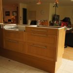 nebbia grigia quartz worktops installed in oak kitchen