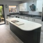 white and grey quartz worktops