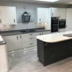 white and grey quartz worktops