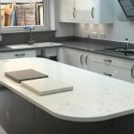 white and grey quartz worktops