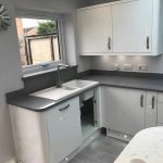 white and grey quartz worktops