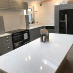 carrera quartz worktops grey kitchen rockandco