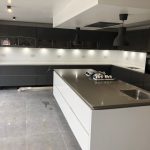 concreto seta and bianco puro quartz worktops rockandco