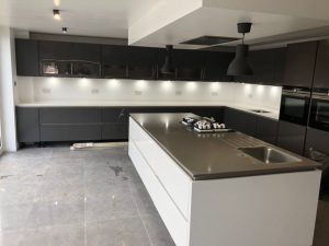 concreto seta and bianco puro quartz worktops rockandco