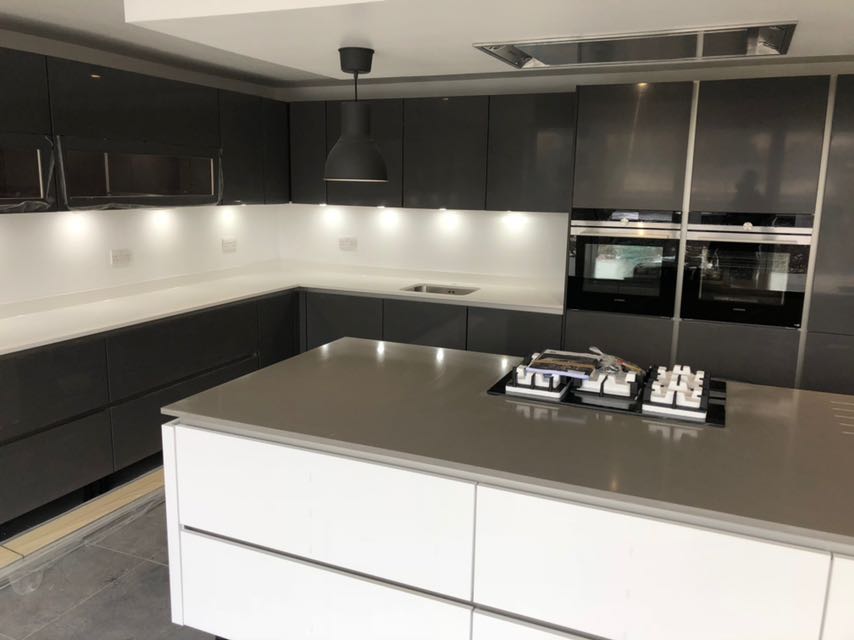 concreto seta and bianco puro quartz worktops rockandco