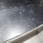 nero venata black marble quartz worktops in cambridge kitchen