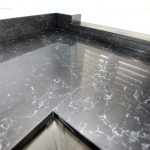 nero venata black marble quartz worktops in cambridge kitchen