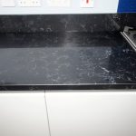 nero venata black marble quartz worktops in cambridge kitchen