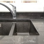 nero venata black marble quartz worktops in cambridge kitchen